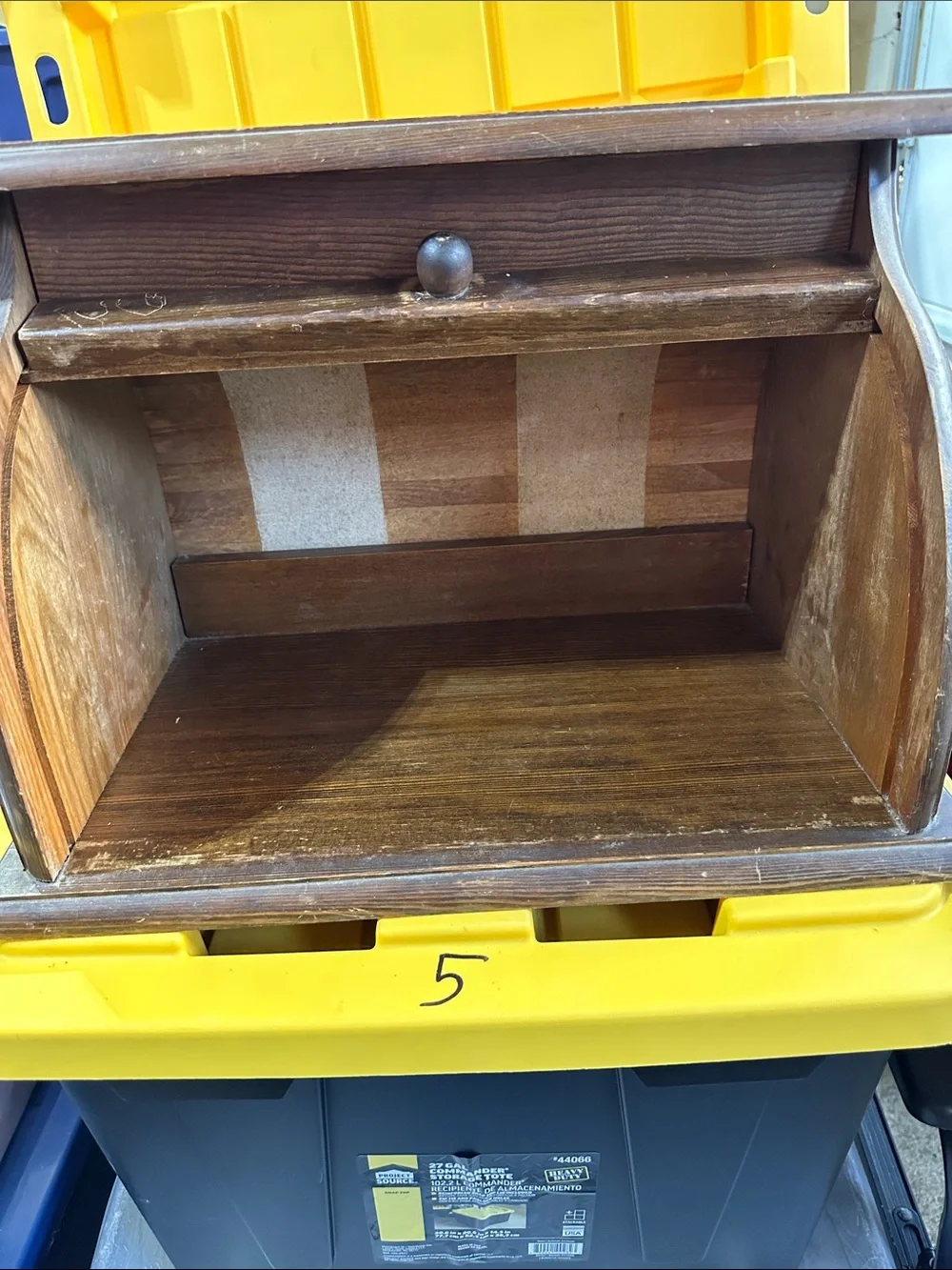 Vintage rare wooden roll top bread box